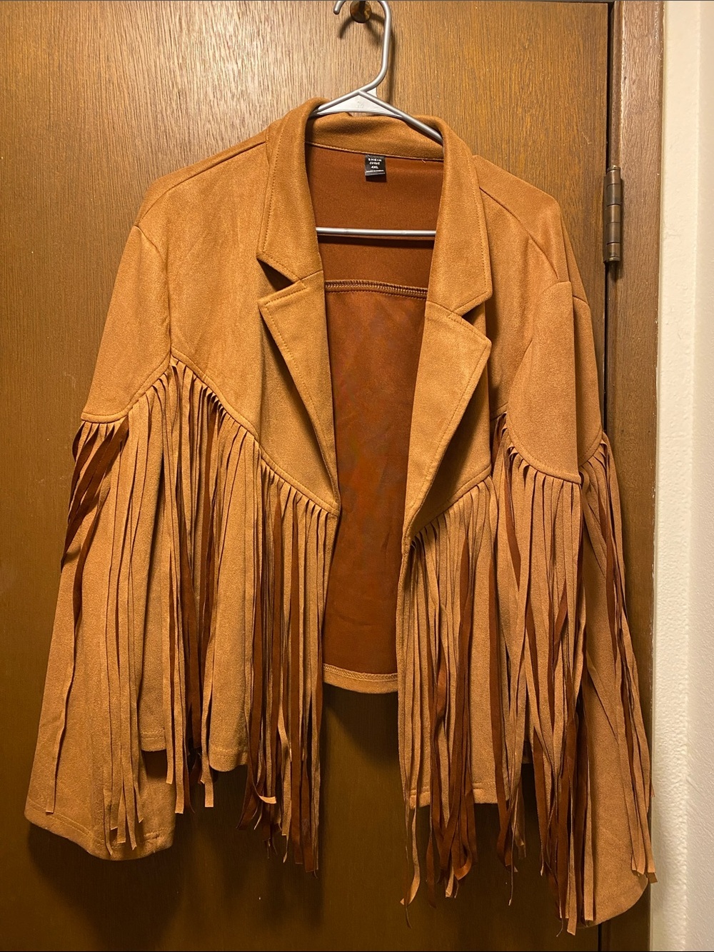 SHEIN Tan Fringe faux Suede Jacket